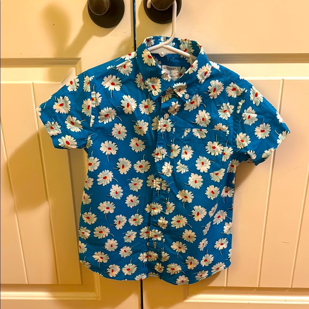 J. Crew Kids Blue Floral Button Down Shirt